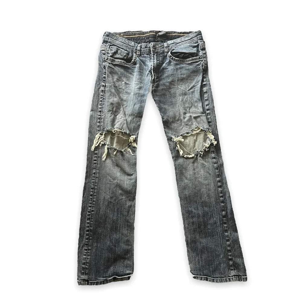 Buffalo David Bitton Men’s Denim Distressed 5 Pocket Bootcut Relaxed Fit Jeans